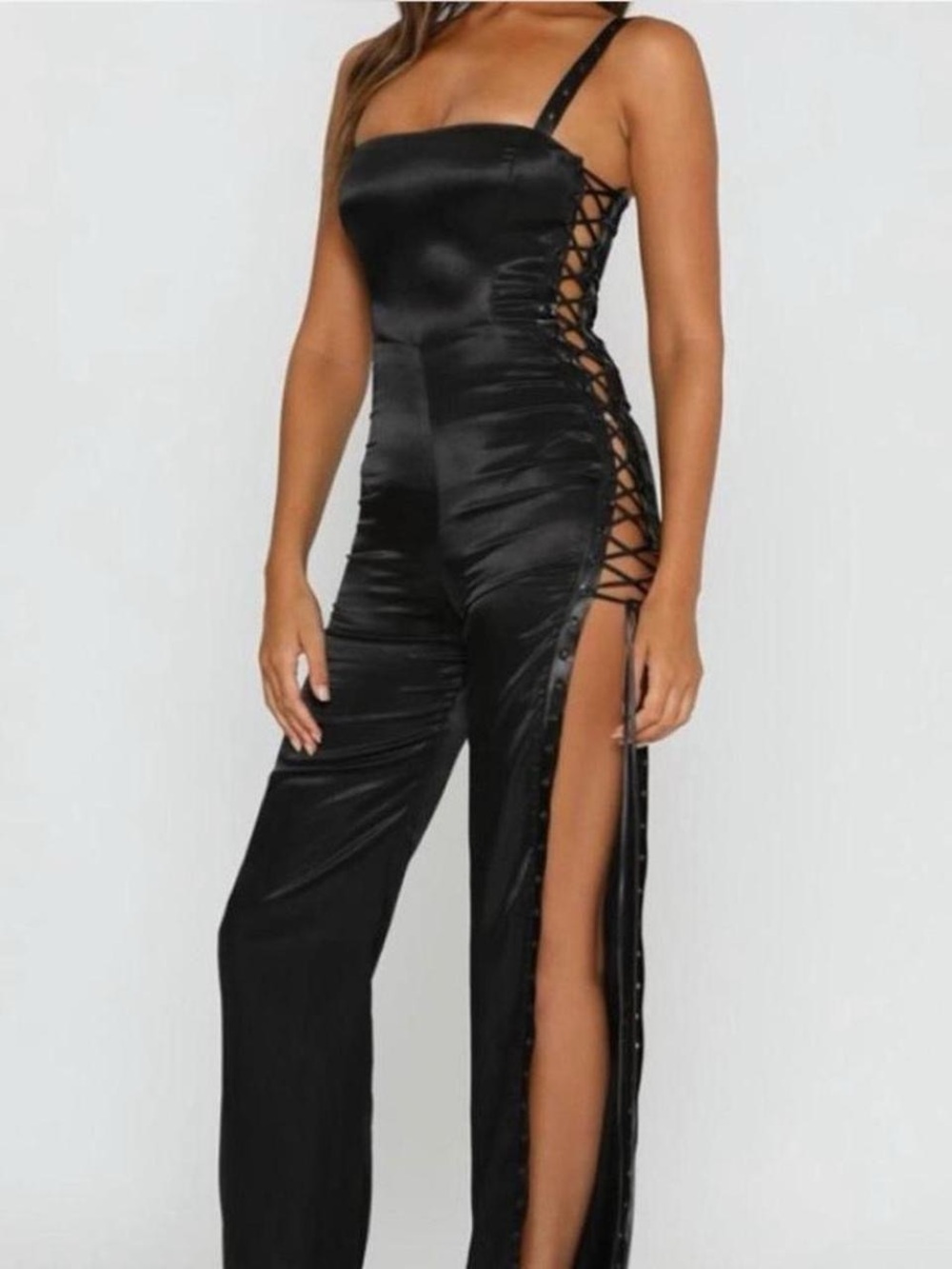 Meshki Celina Lace Up Satin Jumpsuit 🖤